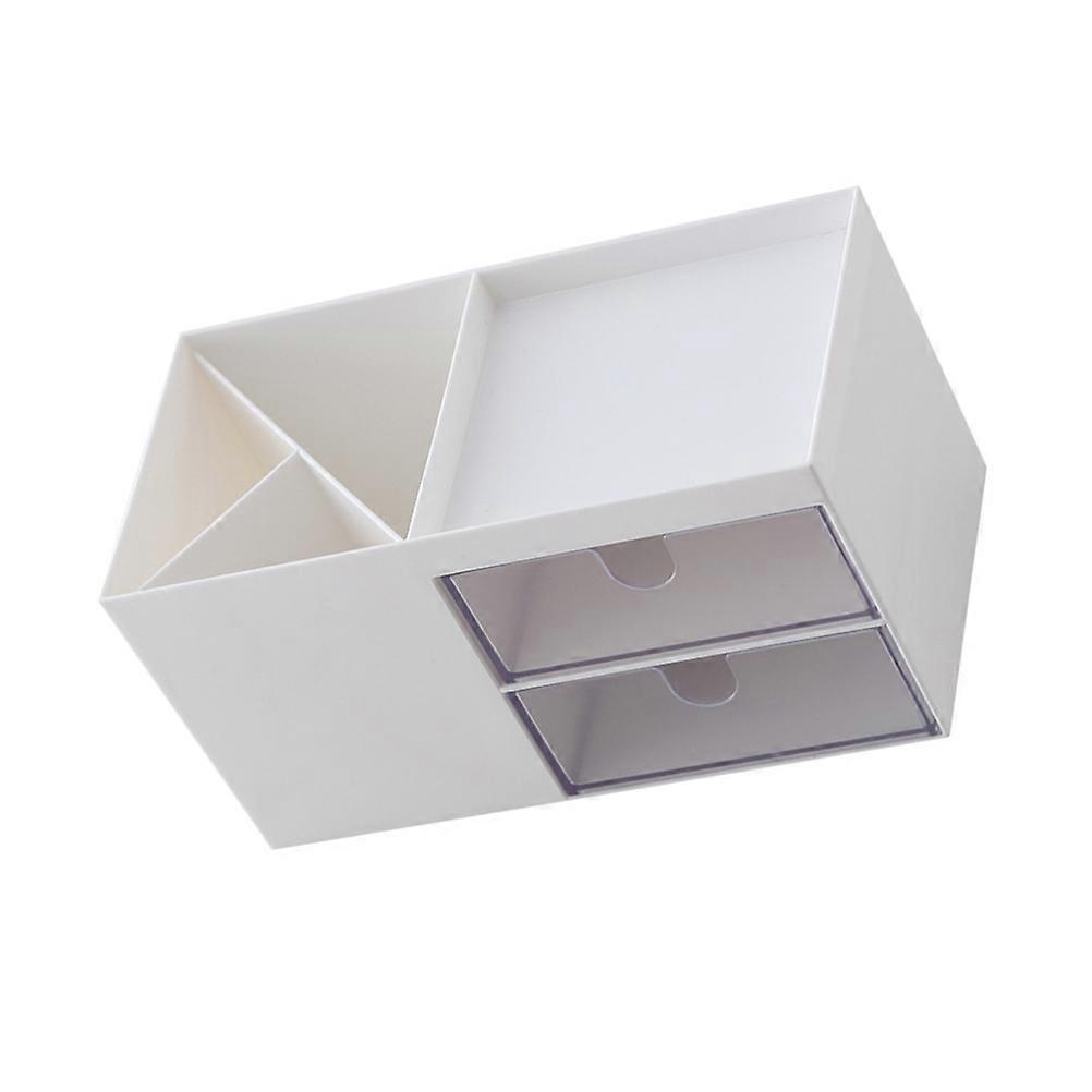 Rectangular Drawer Type Desktop Storage Organizer For Daily Use 6.9X3.5X3.5In White 1Pack