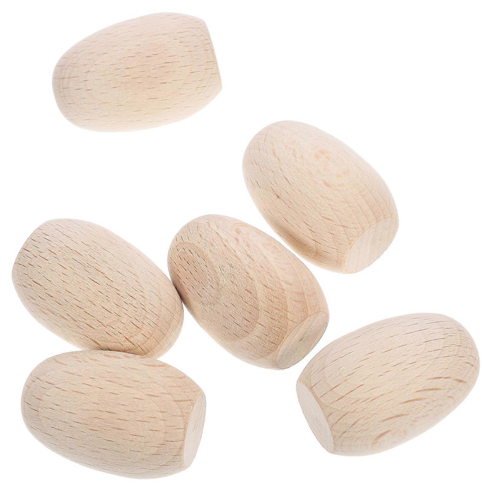 Beige Wooden Eggs Simulation Egg DIY Decorations for Easter 24Pcs