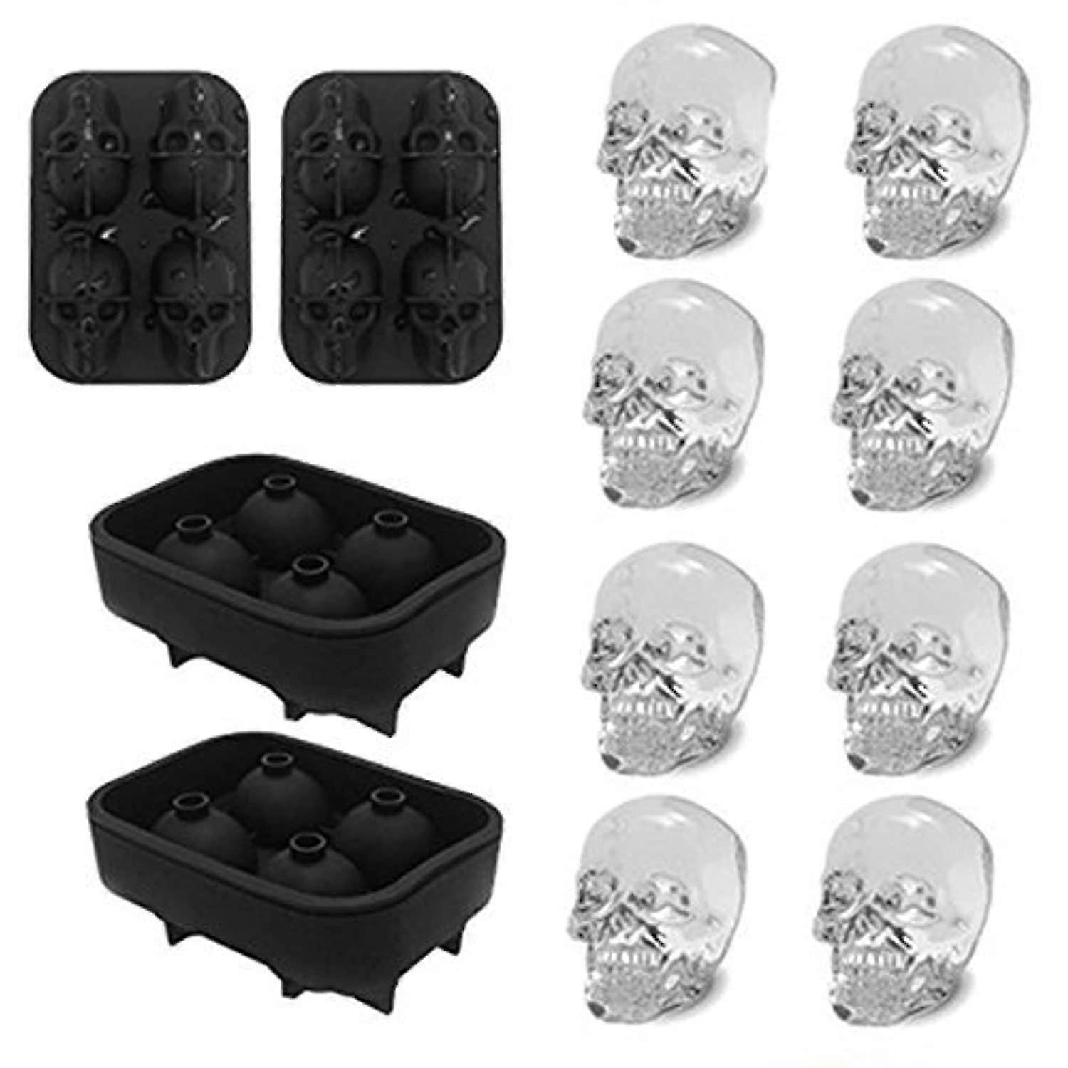 Skull Ice Cube Tray 2-Pack - 8-Cavity Silicone Mold 25-26
