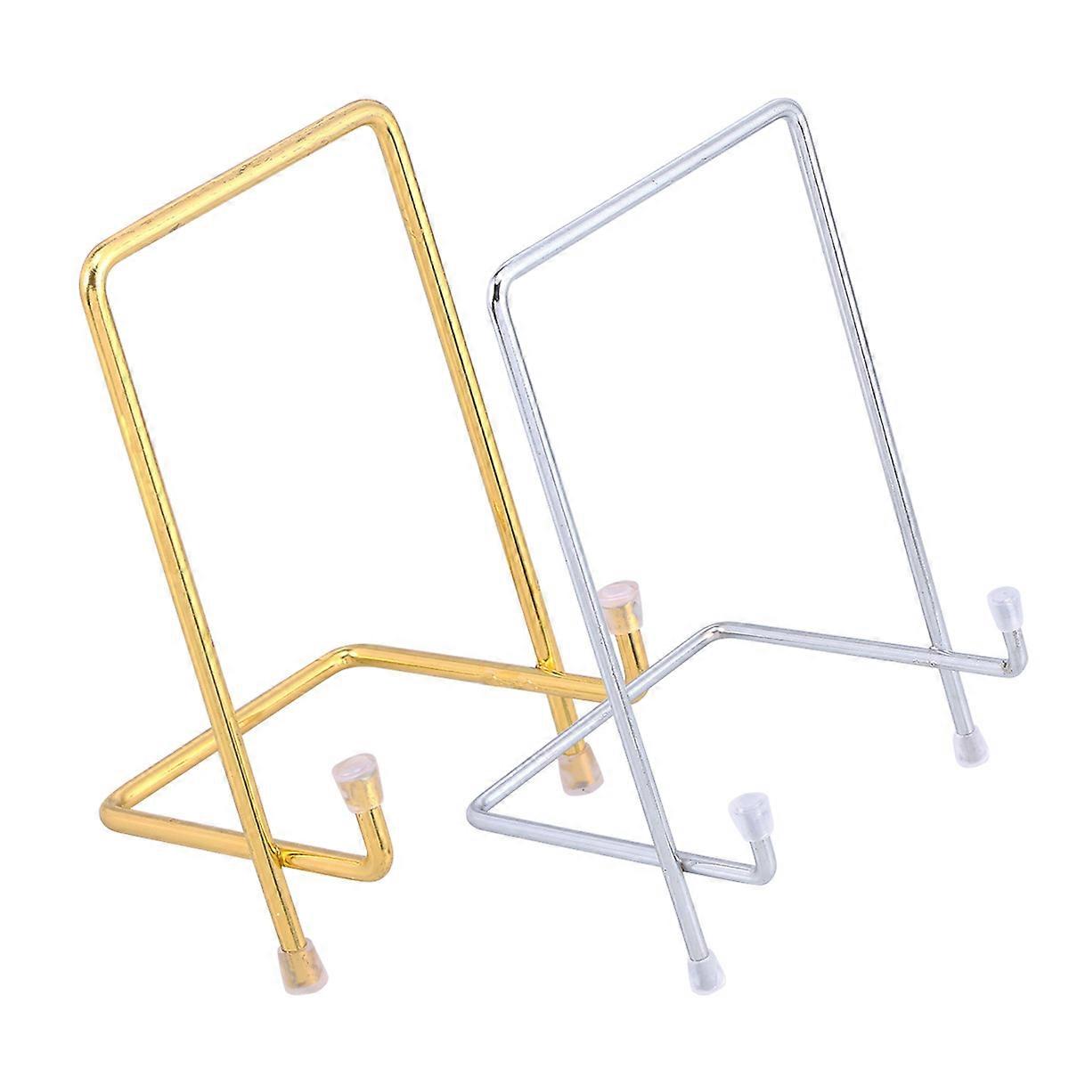 Artistic Design Multi-Purpose Metal Square Show Stand For Picture Frame And Handicrafts With Electroplating Finish Silver Color 1Pack