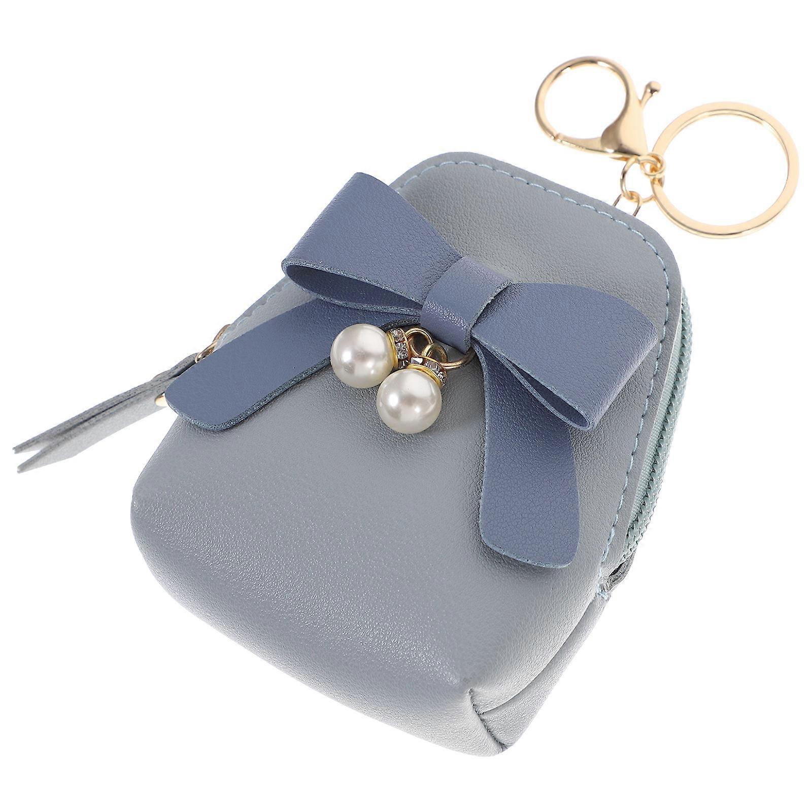 Elegant Zipper Design Keychain Change Purse Pu Random Color Organizing Small Items Work 1Pack