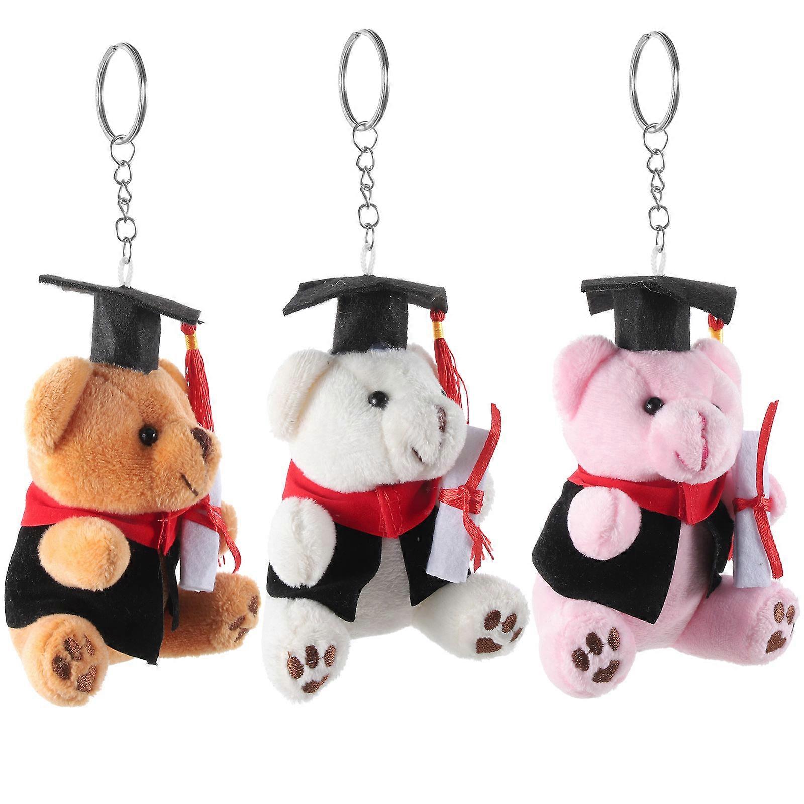 Graduation Bear Key Chains Plush Pendant Memorial Item 12Pcs Assorted Style Decoration For All Ages