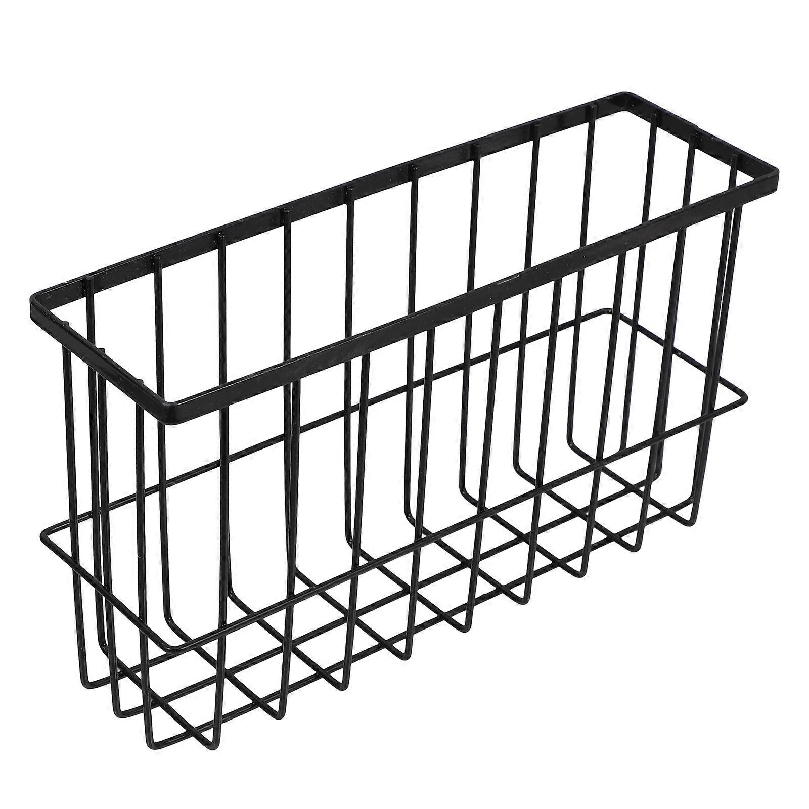 Kitchen Wall Mounted Wrap Holder Storage Basket 5Pcs Black Self Adhesive