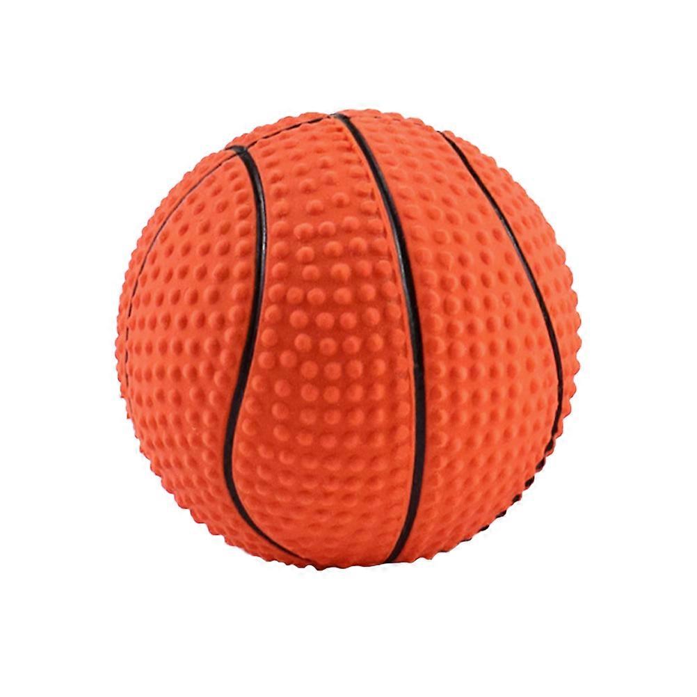 Basketball Shape Pet Molar Toy Squeaky Sound Chewing Latex 3.9×3.9×3.9in 1Pack