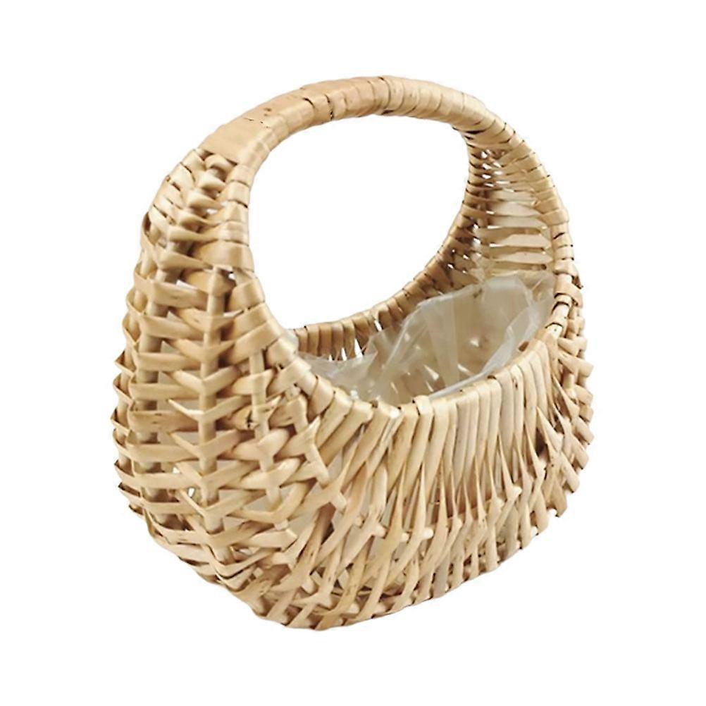 Hand Woven Flower Basket for Storage 3Pcs Light Yellow Gift Set