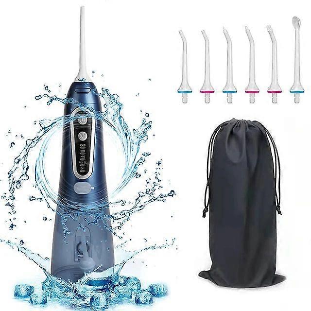 Portable Oral Irrigator with 5 Cleaning Modes and 4 Blue Nozzles