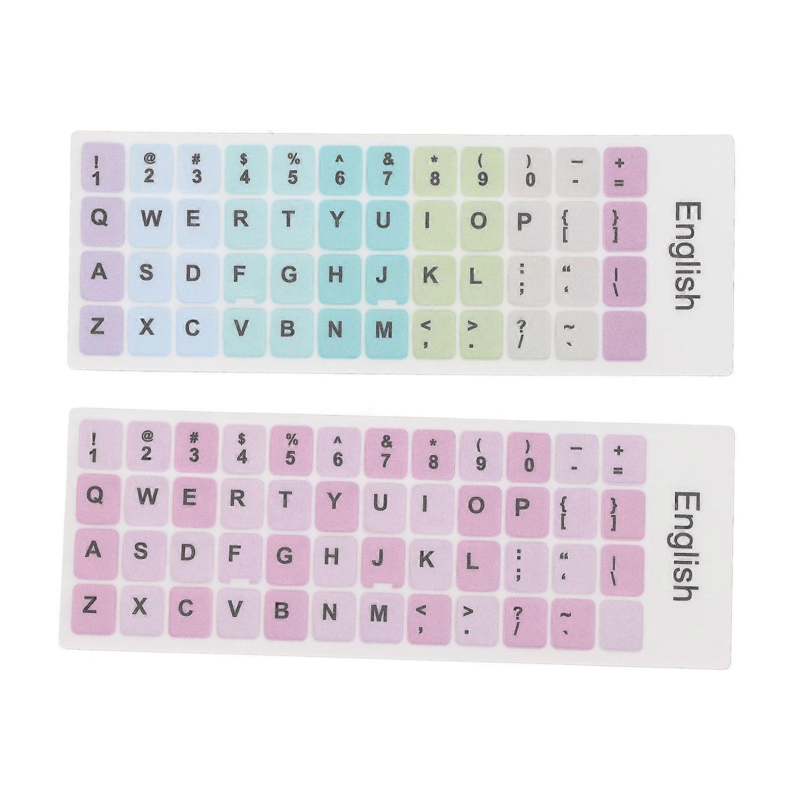 2pcs Keyboard Stickers Colorful English Language Dustproof Waterproof Coating PVC Material Computer Keycaps Stickers A