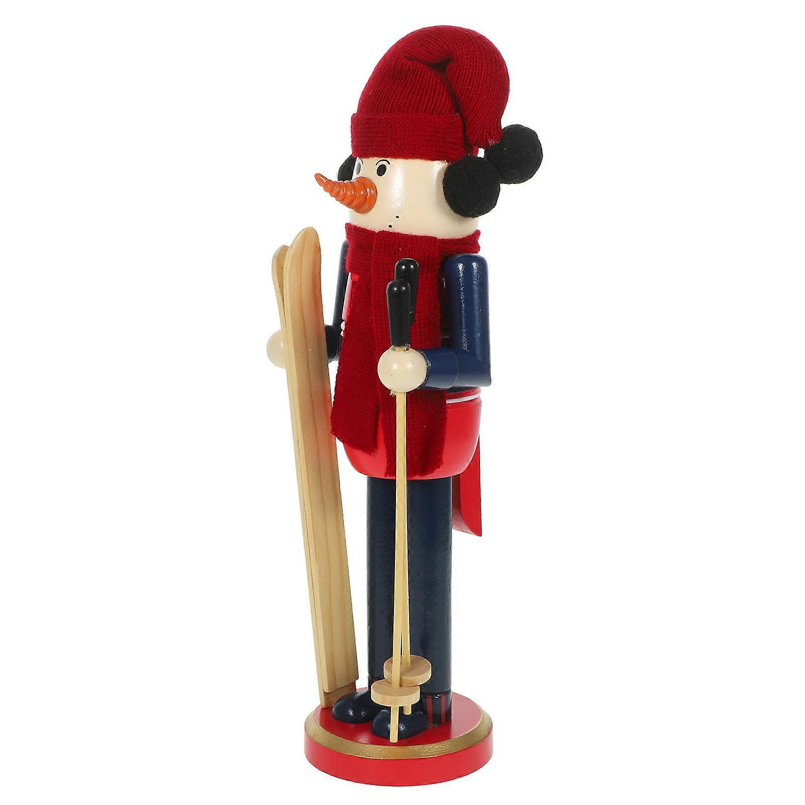 Skiing Style Nutcracker Home Decoration Figure Suitable For Christmas Parties And Birthdays 11.8×3.1×3.1in 1Pack