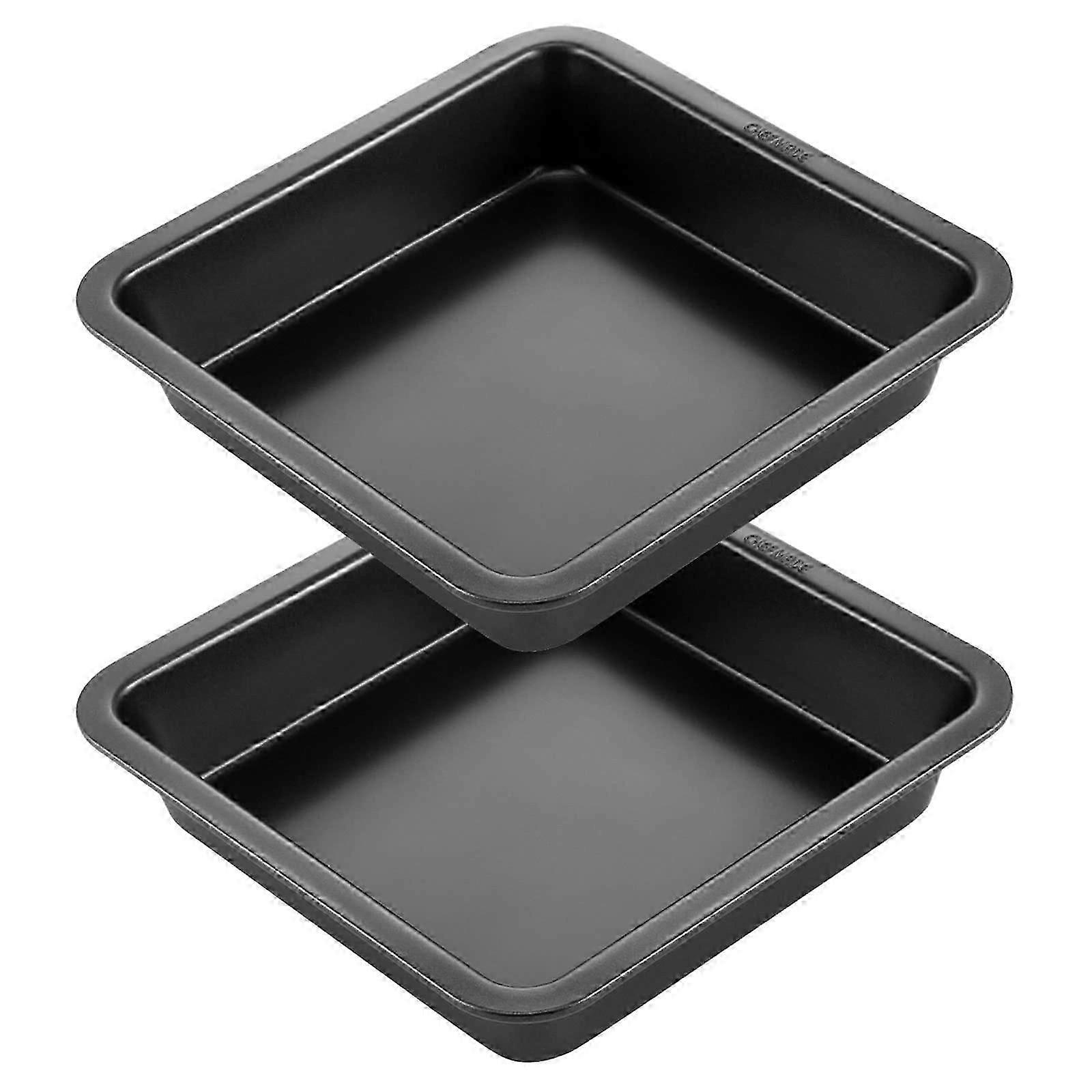 Non-Stick 8 Inch Square Baking Pan Set, 2 Durable Cake Pans for Easy Baking and Cleanup