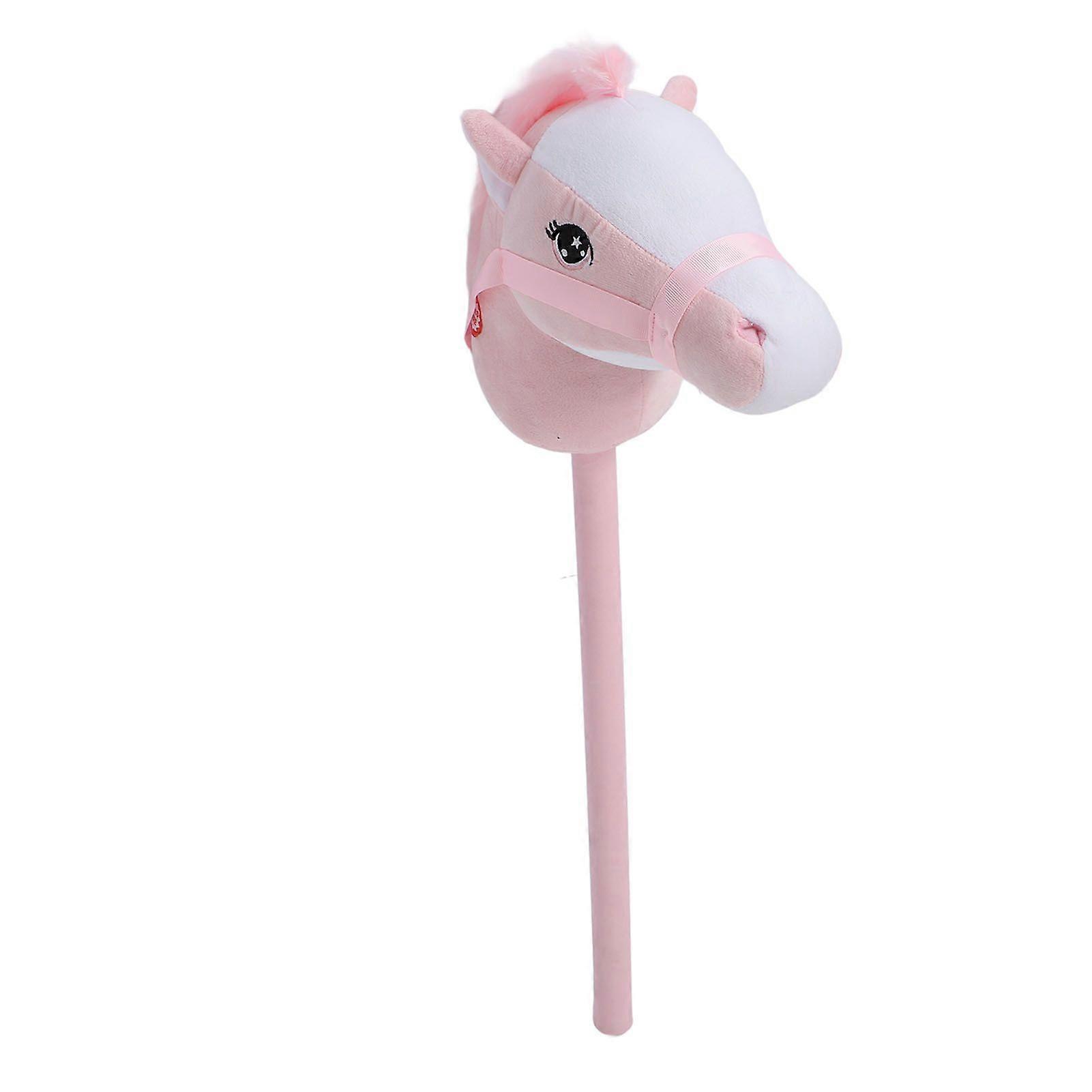 Hobby Horse Stick Toy 70cm Plush and PVC Cartoon Simulated Plush Handcrafted Hobby Horse Pink