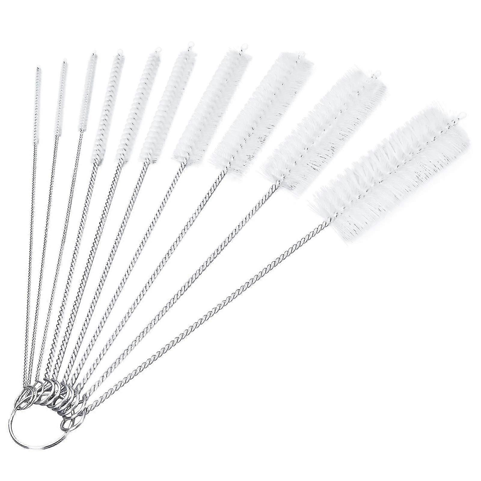 10pcs Bottle Cleaning Brushes, 8 Inch Nylon Tube Brush Set, Cleaner For Narrow Neck Bottles Cups With Hook
