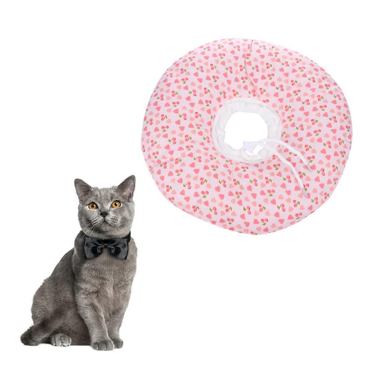 Strawberry Pattern Cat Collar Elizabethan Collar AntiScratch Comfortable Fit Safe Material PP Cotton and Cloth For Pets