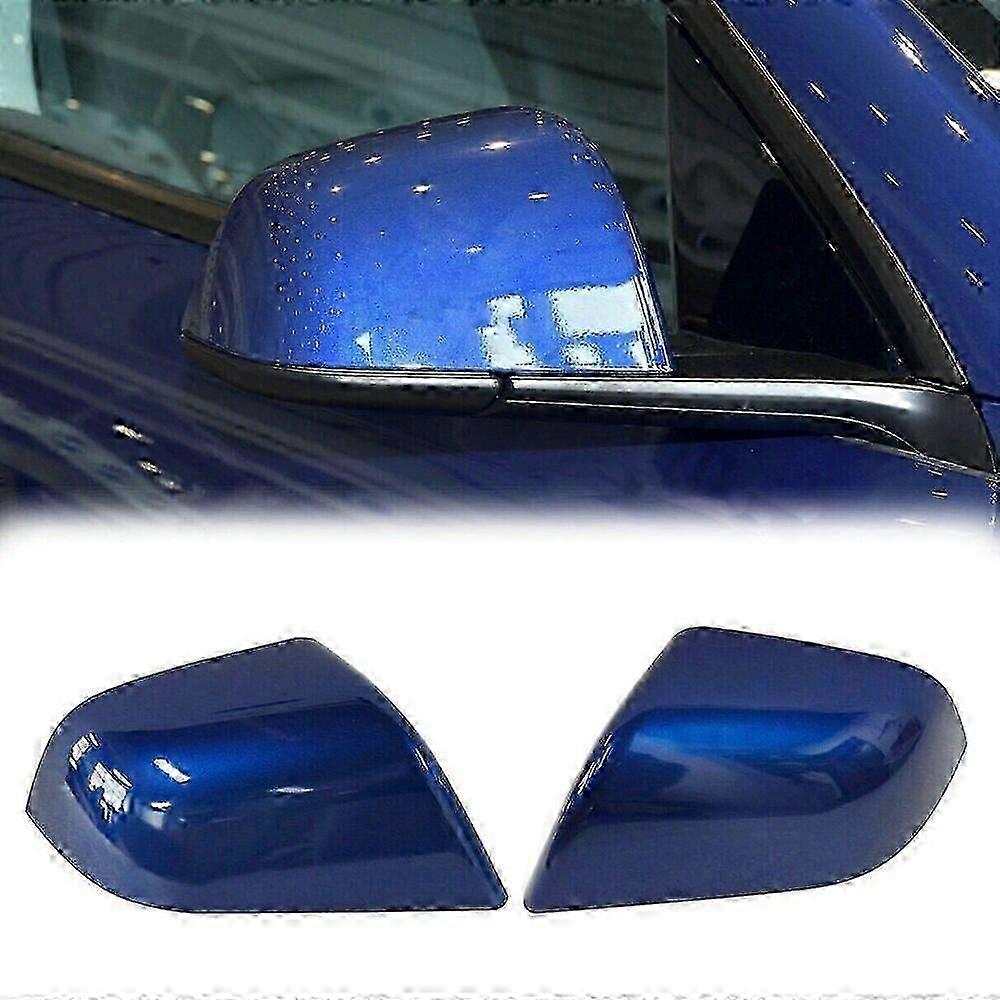 Pair Blue For Tesla Model Y 2020-2023 Left&Right Side Rearview Mirror Cap Cover