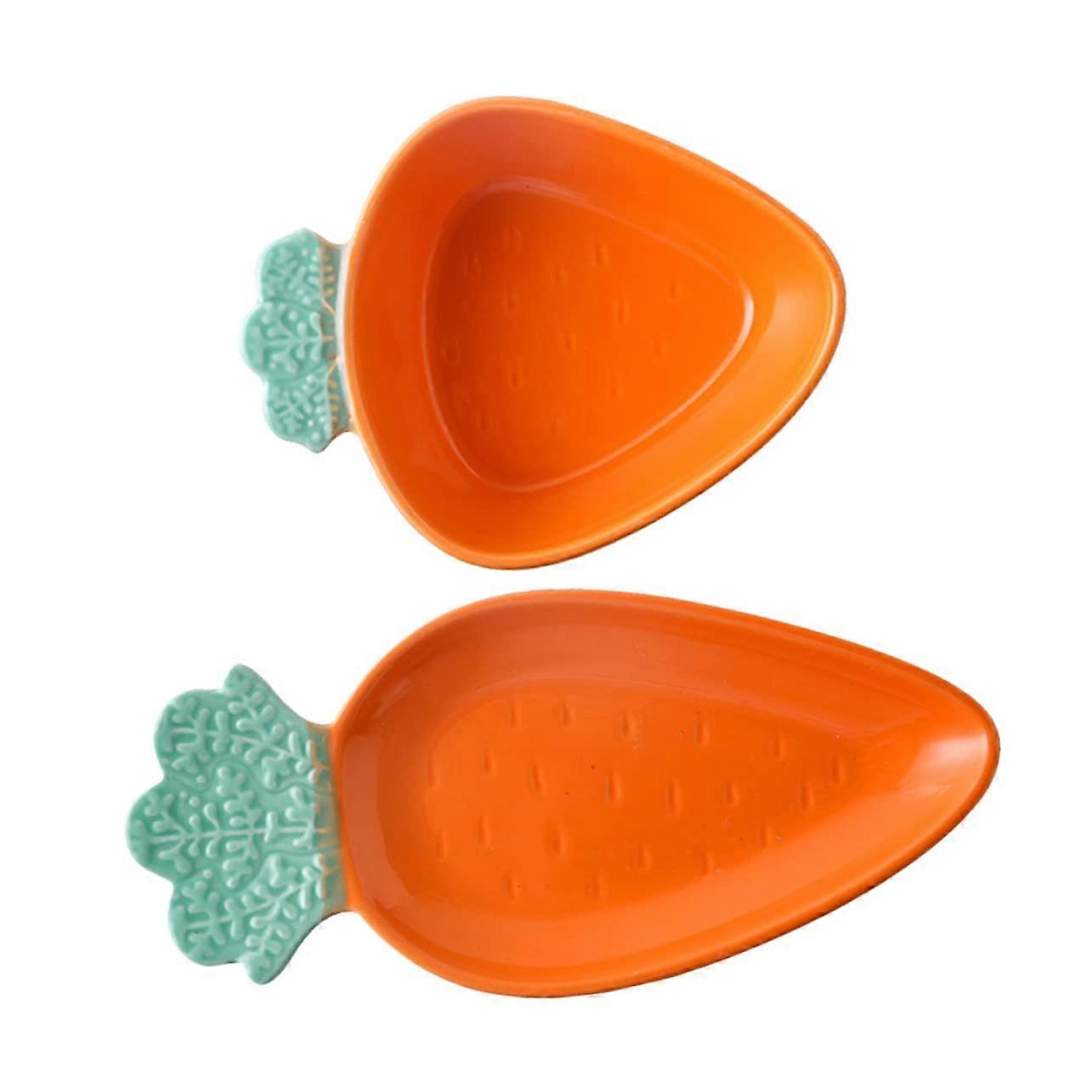 Adorable Cartoon Carrot Design Tableware MultiFunction Ceramic Dinnerware With Bowl And Plate Orange Easter Home Use