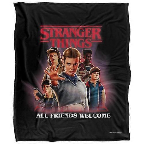 Stranger Things 5 All Friends Welcome Silky Poster Soft Touch Blanket