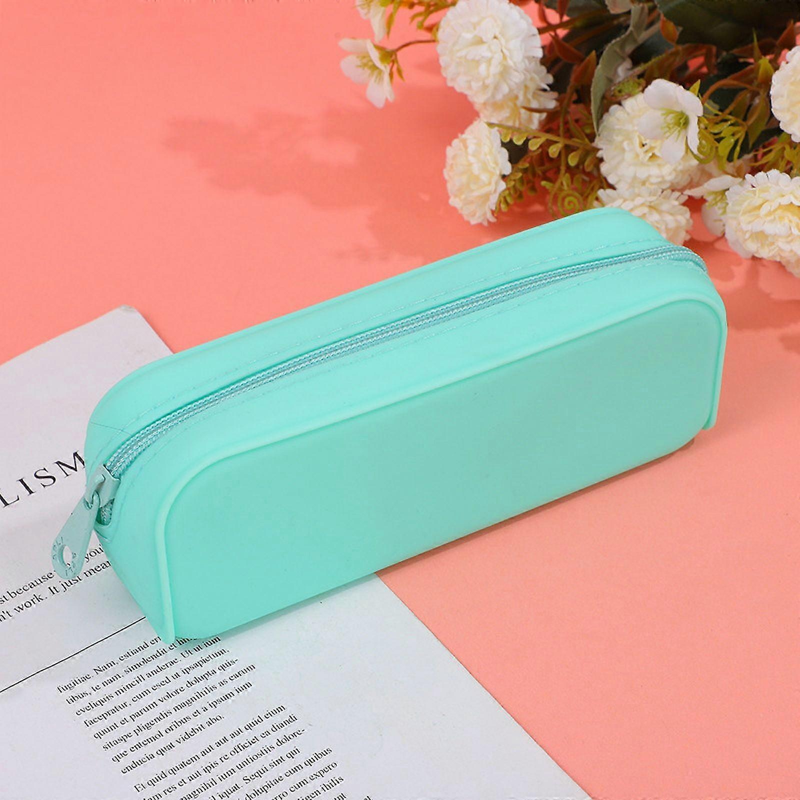 New Large Capacity Silicone Solid Color Pencil Case Student Stationery Storage Bag Rectangular Silicone Pencil Case Cosmetic Storage