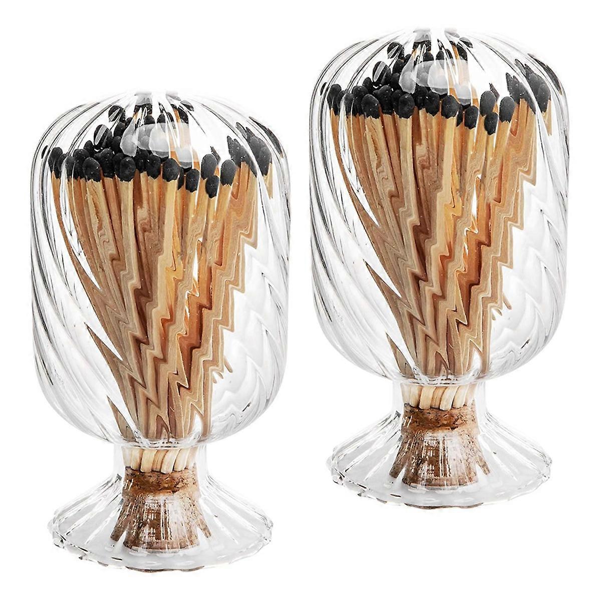 2 Set Helix Shaped Match Holder, Glass Matches Cloche for 4 Inch, Upside Down Match Holder Jar , Not Include Matches