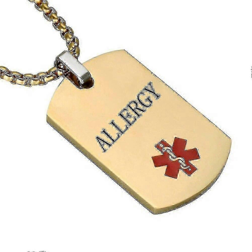Diabète de type 1 Alerte médicale Collier pendentif en or pour hommes