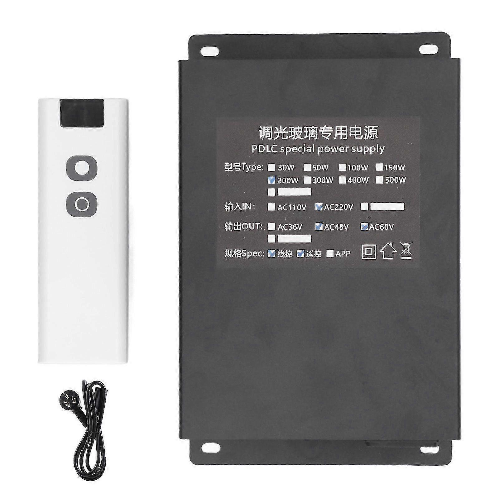 PDLC Power Supply 200W Line Remote Control Dimming Glass Controller with Fuse for Home AC220V Input AC60V Output