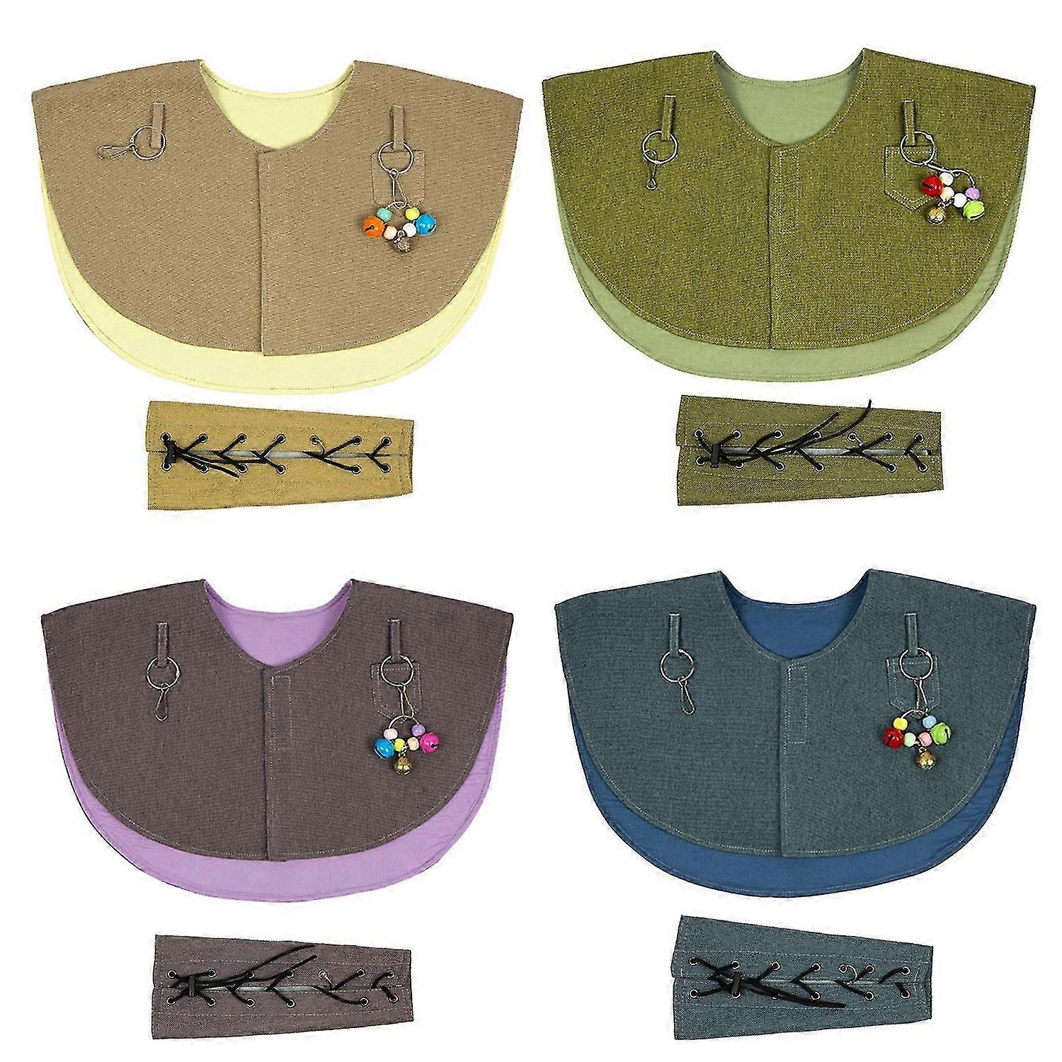 Parrot Anti-Scratch Shoulder Cape Arm Protector Bird Diaper Shawl with Hoops for Anklet & Toy for Cockatiels Parakeets grey blue