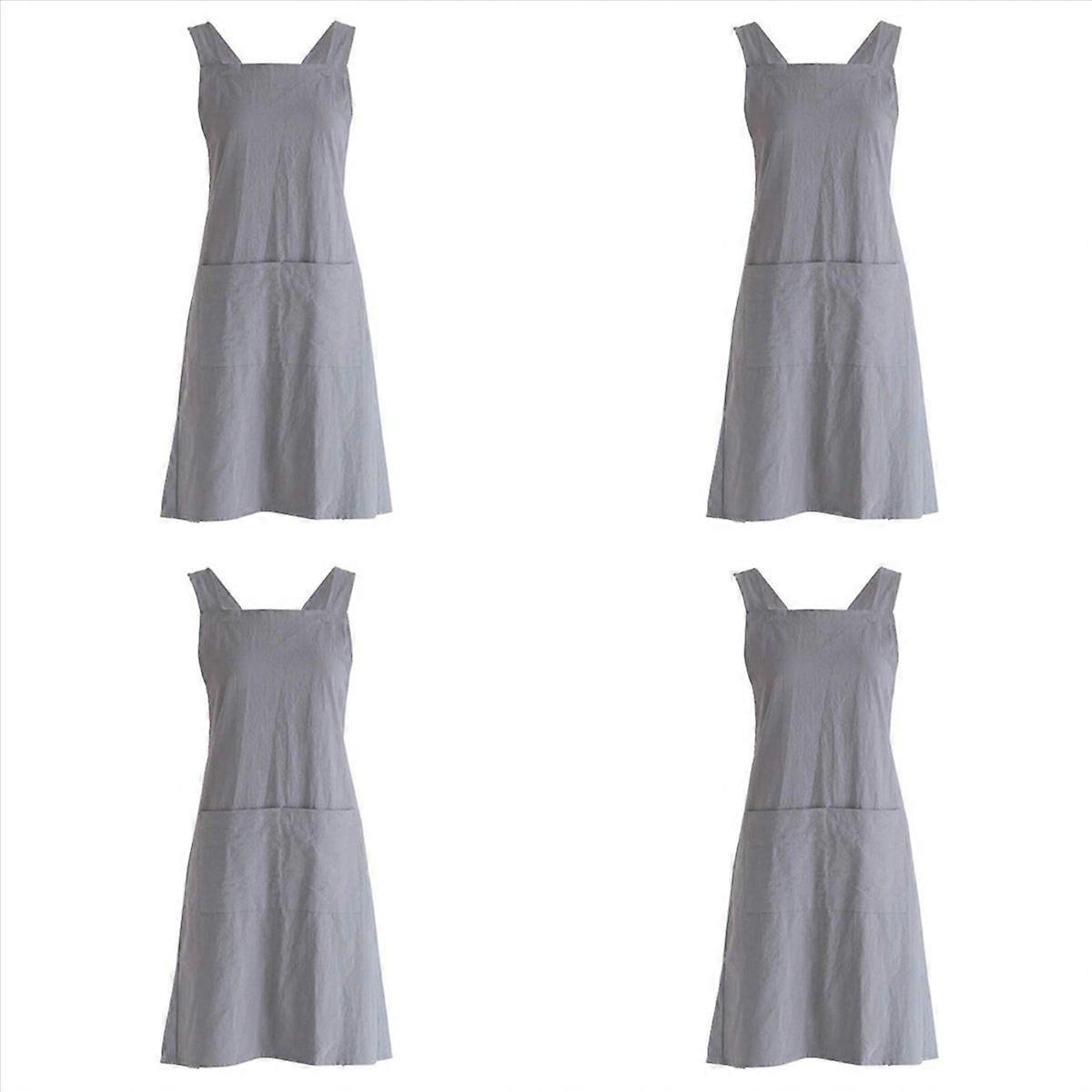 Linen Back Cooking Apron with Pockets for Baking Kitchen