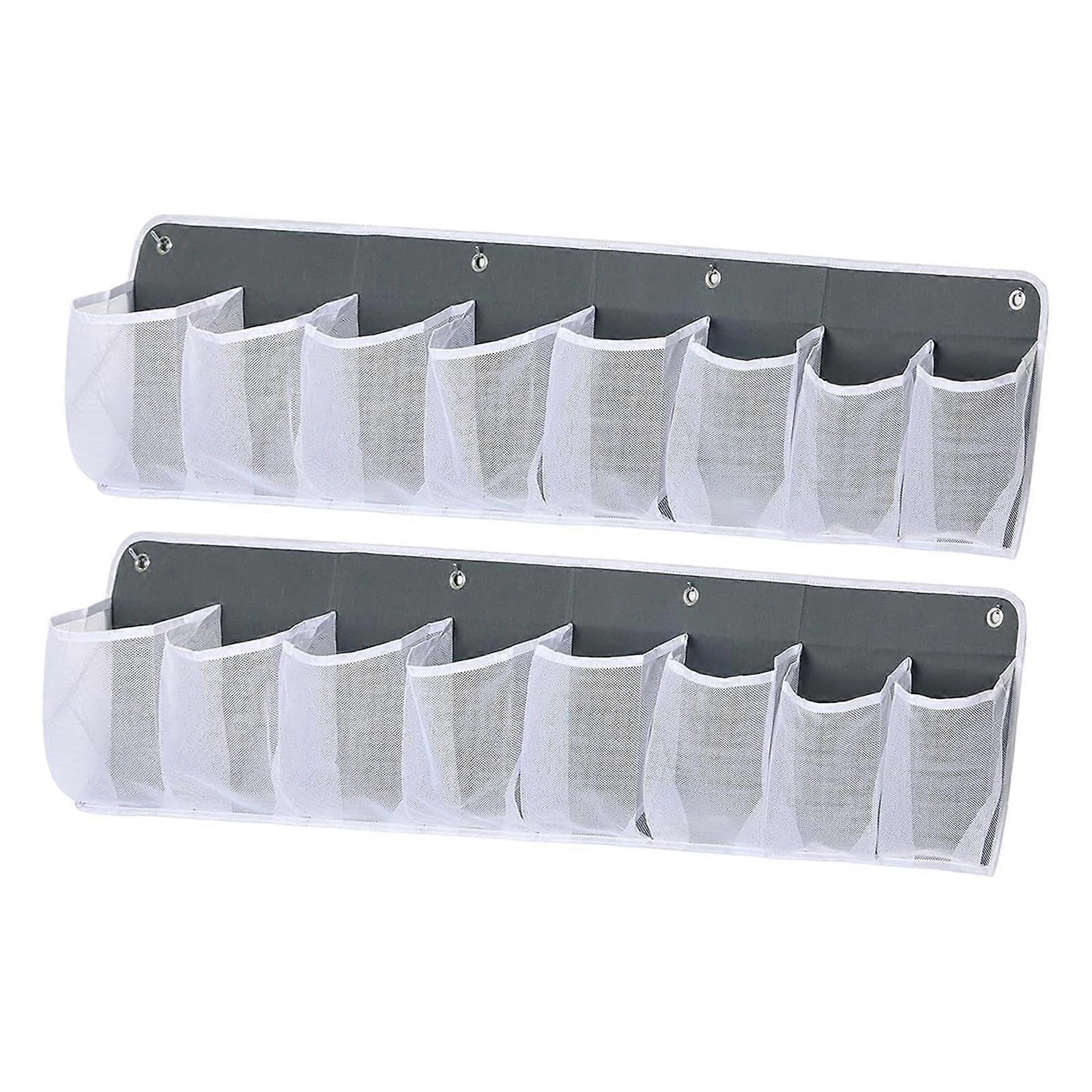 Shoe Storage Bags Set Of 2, Hanging Bedside Shoe Organizer With Hooks, Gray, Storage Pockets For Stationery Pantry