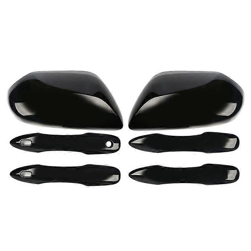 Side Door Mirror Caps + Door Handle Covers Replace for Toyota (Black)
