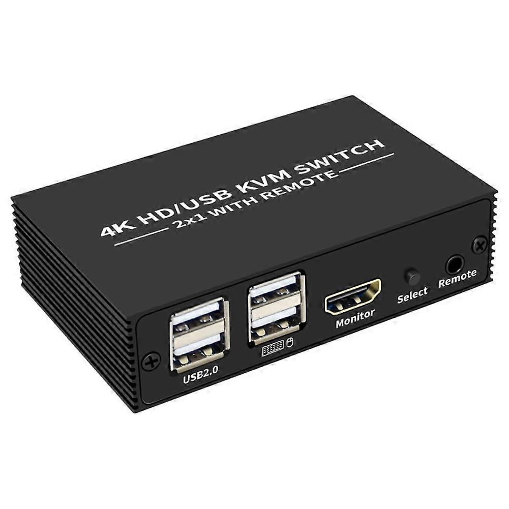 KVM Switch 4K 60Hz 2x1 For PC Share Monitor Keyboard Mouse PC/HDD Surveillance Recorders Compatible
