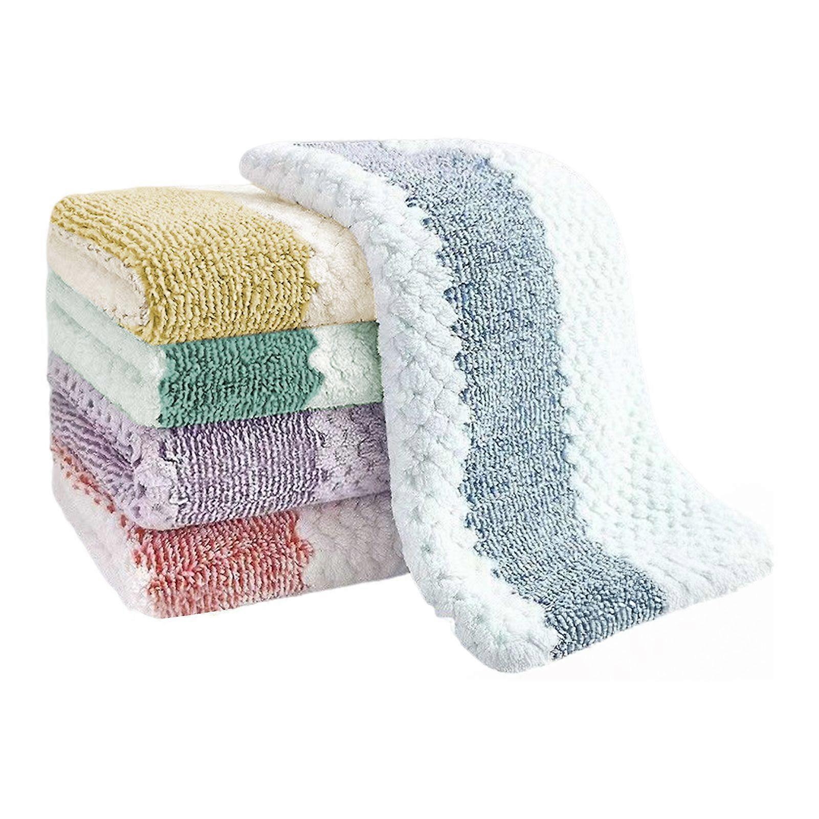 Jikaixiang 5Pcs/Set Kitchen Towels Super Soft Absorbent Coral Velvet Towels Random Colors Gentle Microfiber Rags