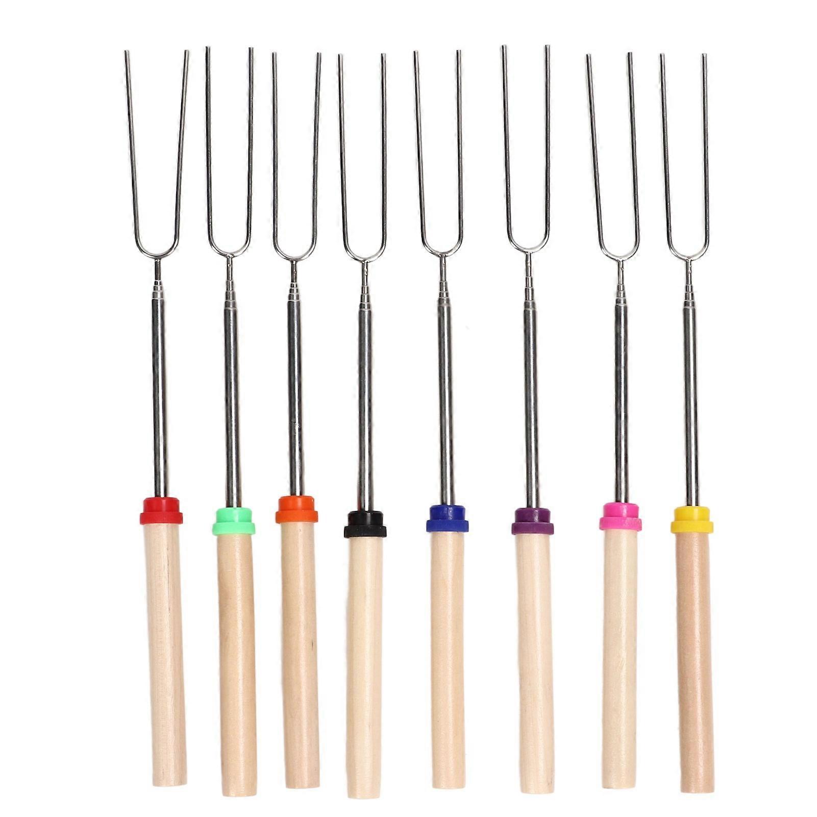 8Pcs Telescoping Extendable Marshmallow Roasting Sticks Marshmallow Sticks Kit Extending Roaster Smores Skewers Hot Dog Forks for Camping Fire Pit 