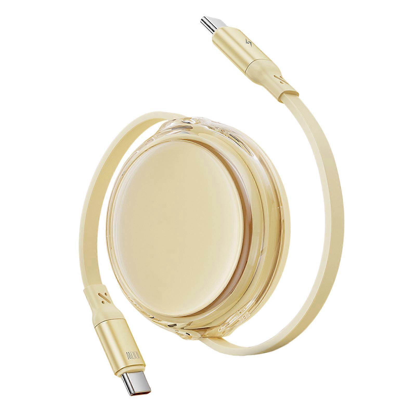 Adjustable USB Type C Cable 1M 100W Fast Charging 480Mbps Data Sync 4 Position Length Control Universal  Yellow