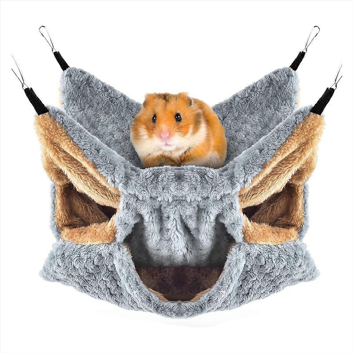 Small Animals Hammock, Ferret Sugar Glider Triple Bunk Bed Cage Grey