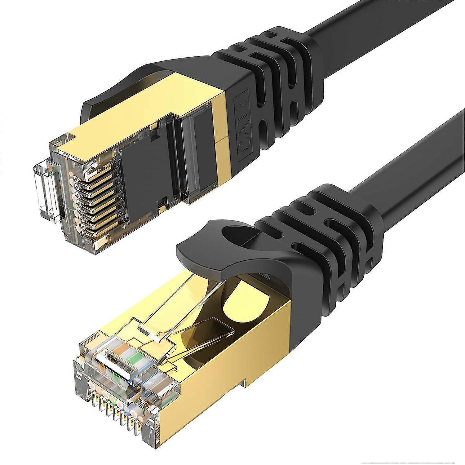 CAT8 Ethernet Cable 10 ft High Speed, Shielded Flat Internet Cable with s, Weatherproof S/FTP UV