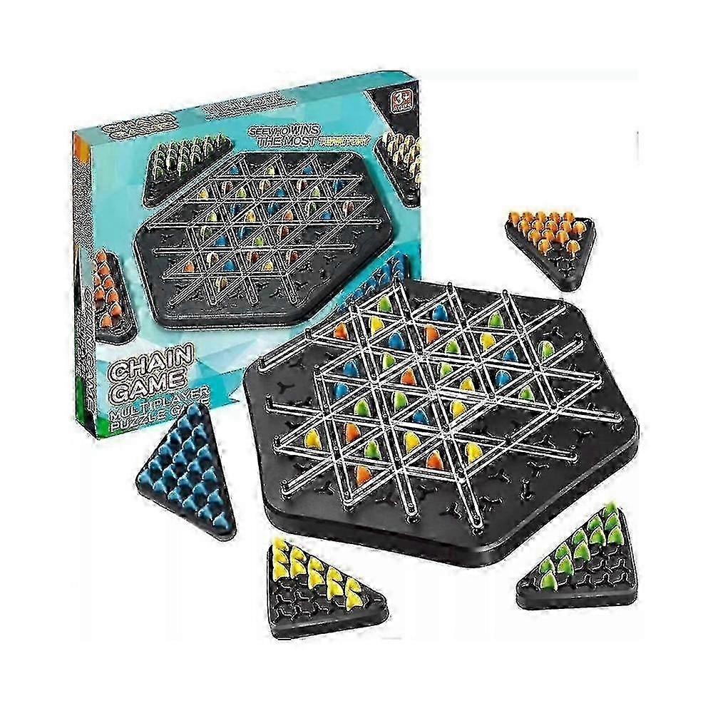 Funny Chain Triggle Game, Triggle Rubber Band Game, Triggle Board Game Chain Triangle Chess Game, Suitable for 2-4 Players