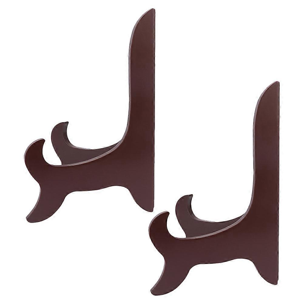 Plate Holder Wood Display Stand for Display 2Pcs Lightweight Brown Wood