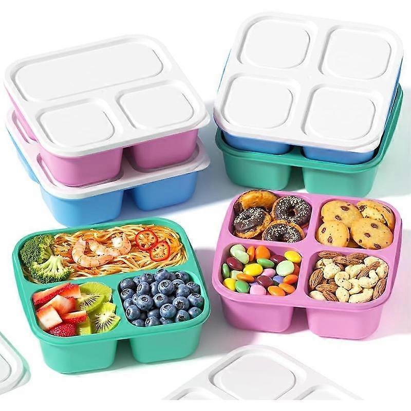 6 count Snack Box Container Set,  3&4 Compartment Meal Prep Snack Containers for Adults  ,  Divided Lunchable Container for School, Work and