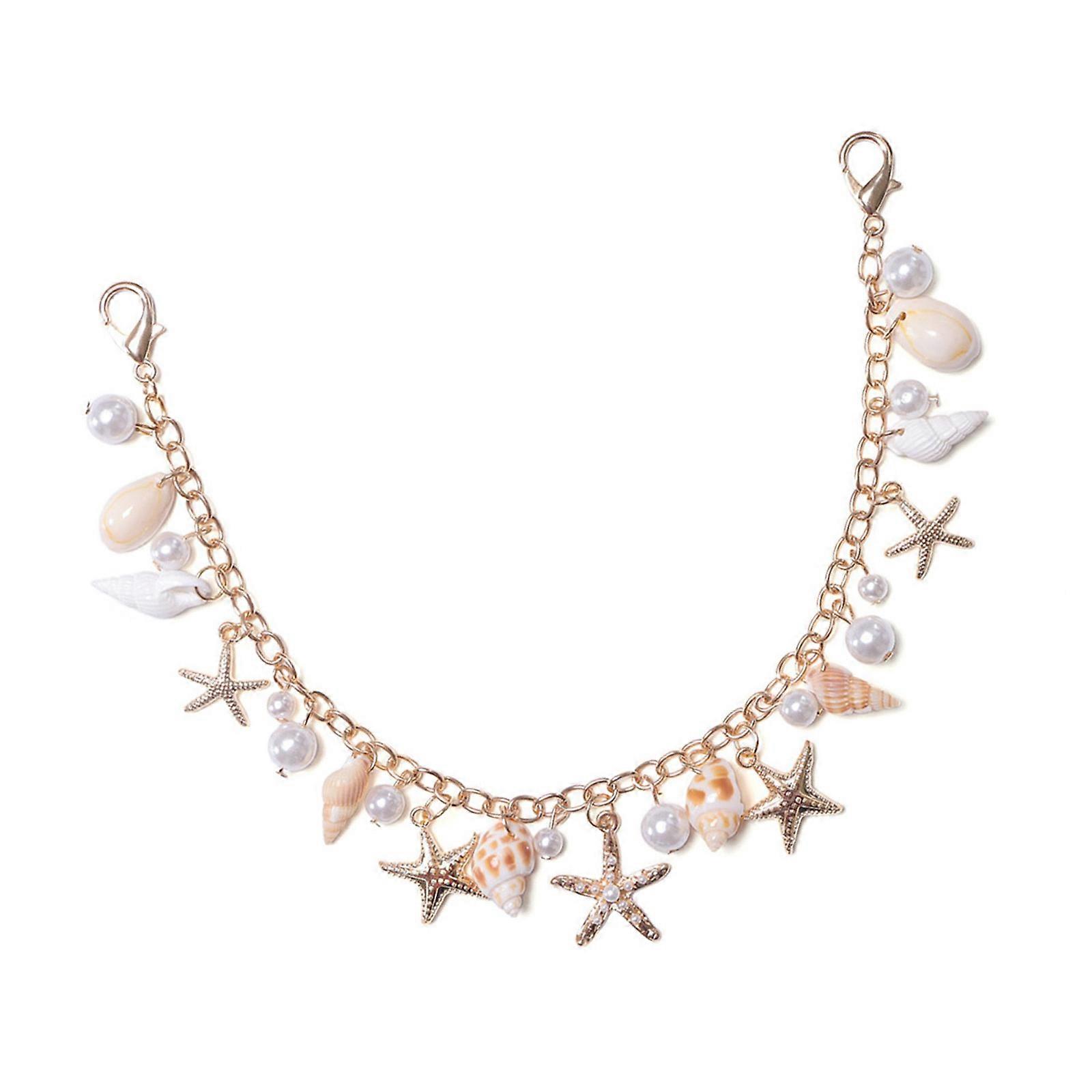 Trendy Oceanic Theme Purse Accessory Starfish Conch Shell Keyring For Gifting Bohemian Style Pants Chain Multicolor