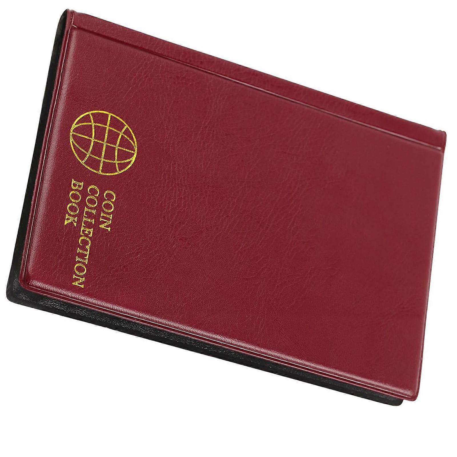 Protective Coin Collection Book Featuring 120 Individual PVC Encasing Pockets Coin Collection Holder  Claret