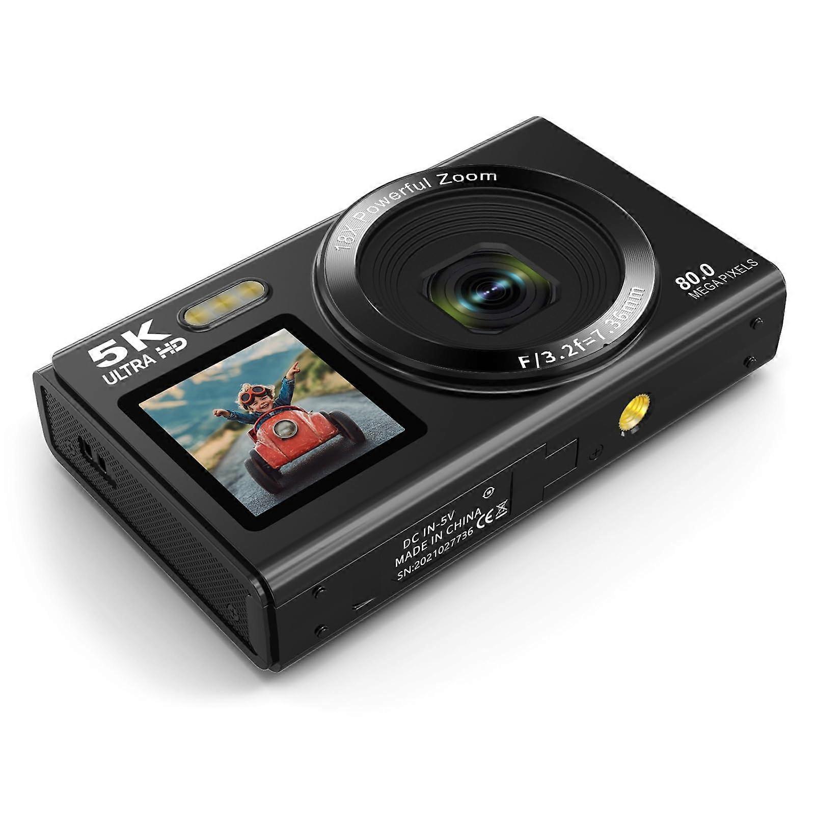80MP 5K Dual Screen Digital Camera 18X Zoom WiFi Flashlight 64GB for Travel Creators