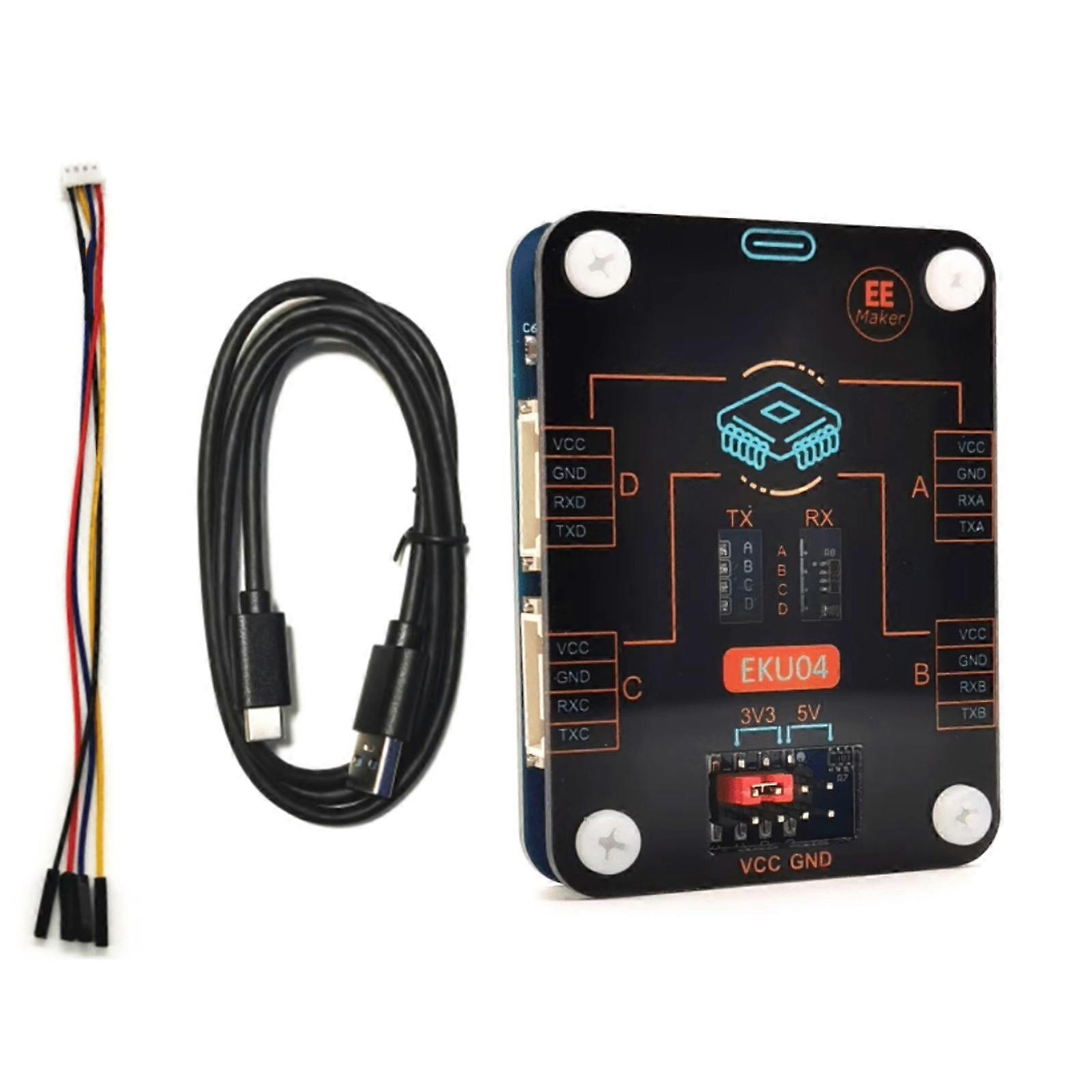 6Mbps Fast speed Serial Converter 4 Port TTL Expansion Module 3.3V 5V Voltages Adjustment USB to 4CH TTL Serial Module Multicolor