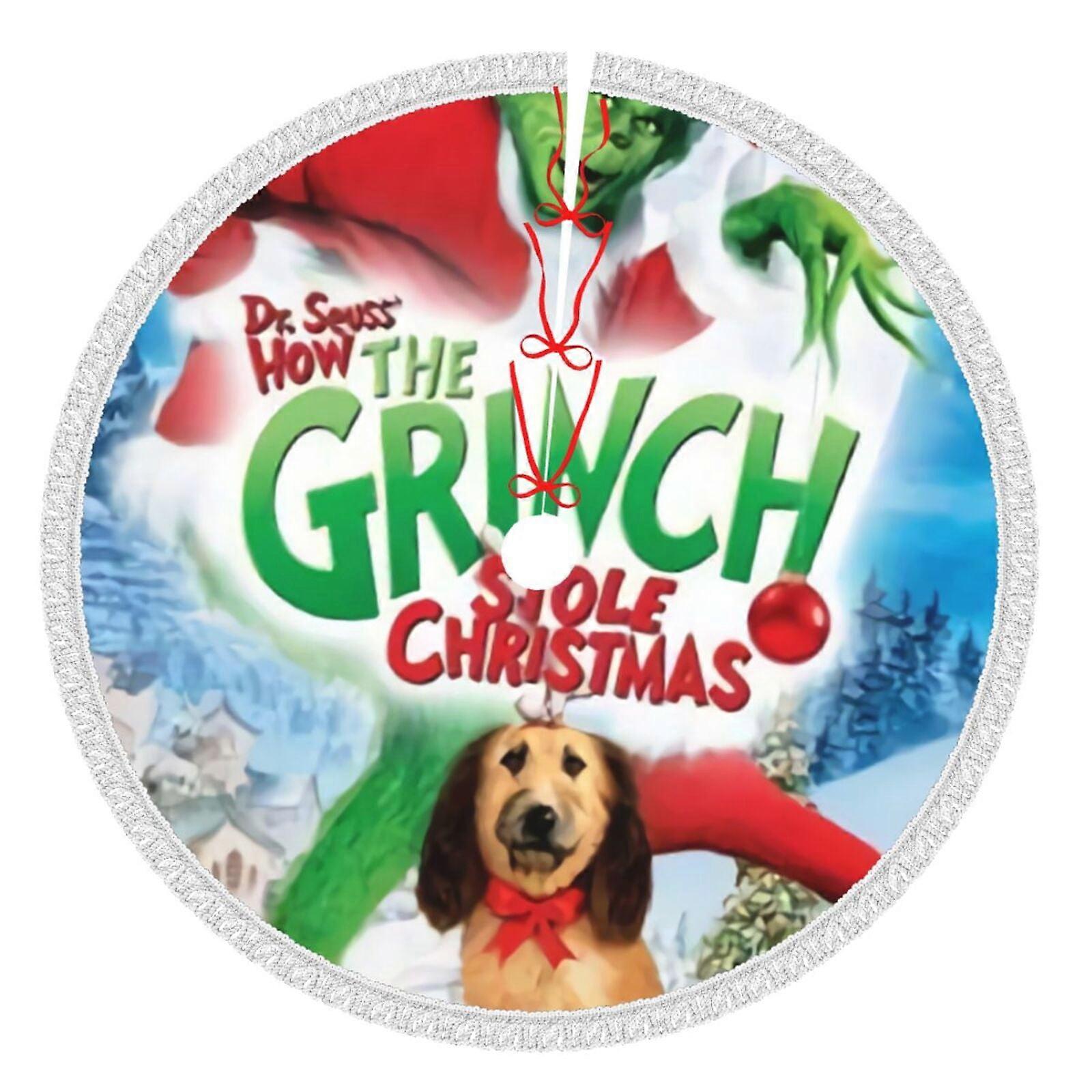 Grin-Ch juletreskjørt 48" tommer, vinterferietrematte, juletreskjørt for rustikk julepynt