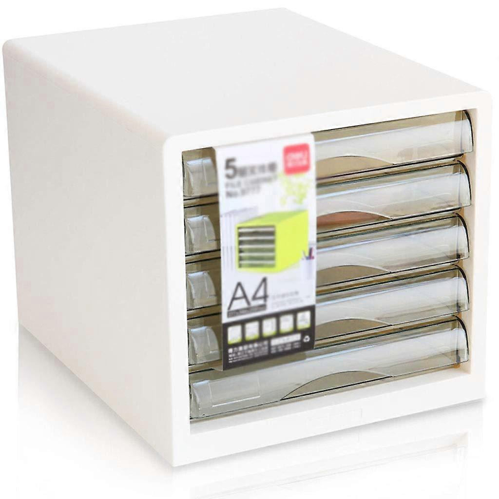 Desktop File Organizer with Lock, Magazine Holder Cabinet Drawer for Office Home School, White/Blue