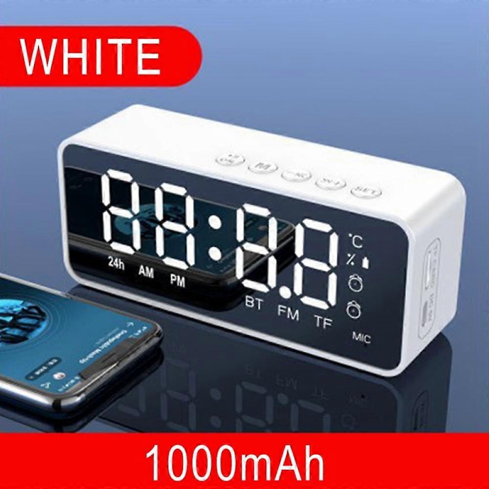 Prettyui Bluetooth Speaker Digital Alarm Clock Black/white/blue LED Display Clock For Kids Bedroom Large Number Clock Snooze Function