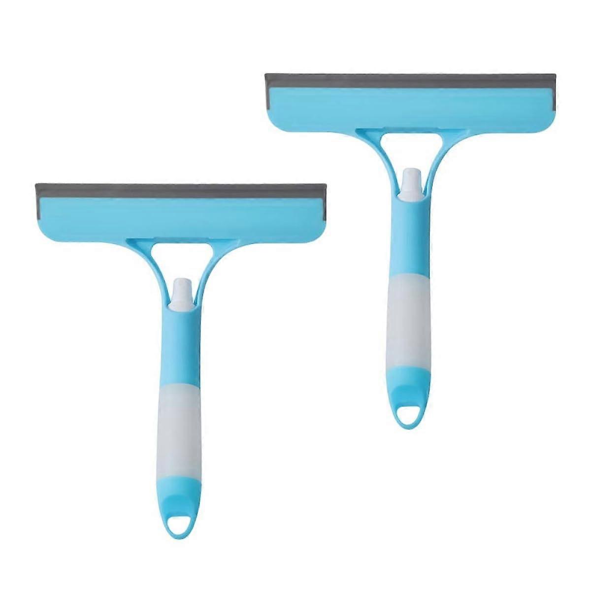 Window Squeegee with Spray 3 in 1 Glass Cleaner Tool for Home, Car, Shower Screens, 2 Pack Blue