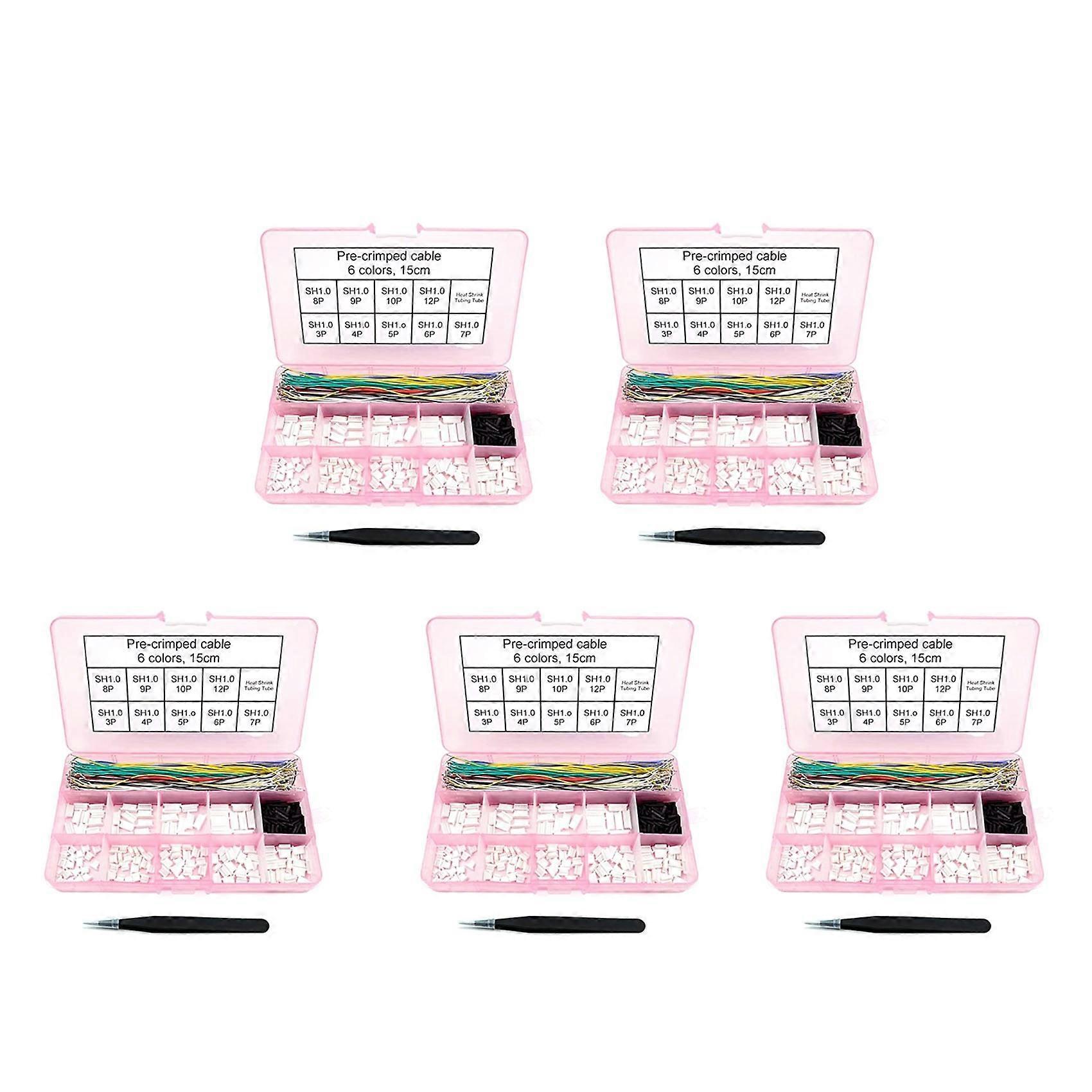 5X SH1.0 Connectors and Pre-Crimped Cables SH1.0mm for FPV Drone Flight Controller 15cm Wire