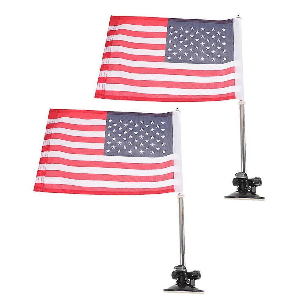 Automotive Flagpole Holder for Suction Base with 2Sets of Flags