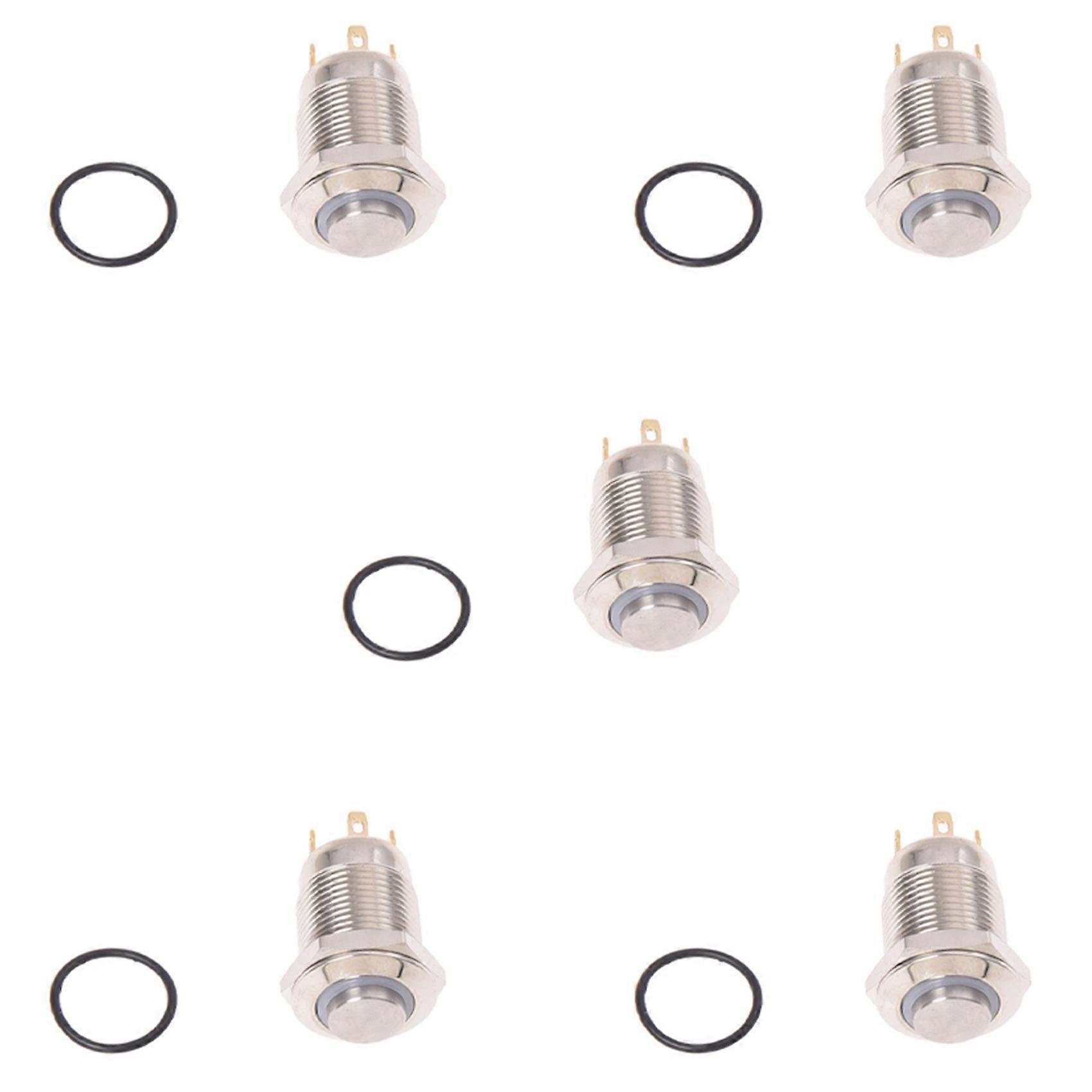 5X 3V Push Button Switch Doorbell Button Blue LED 12 mm Silver