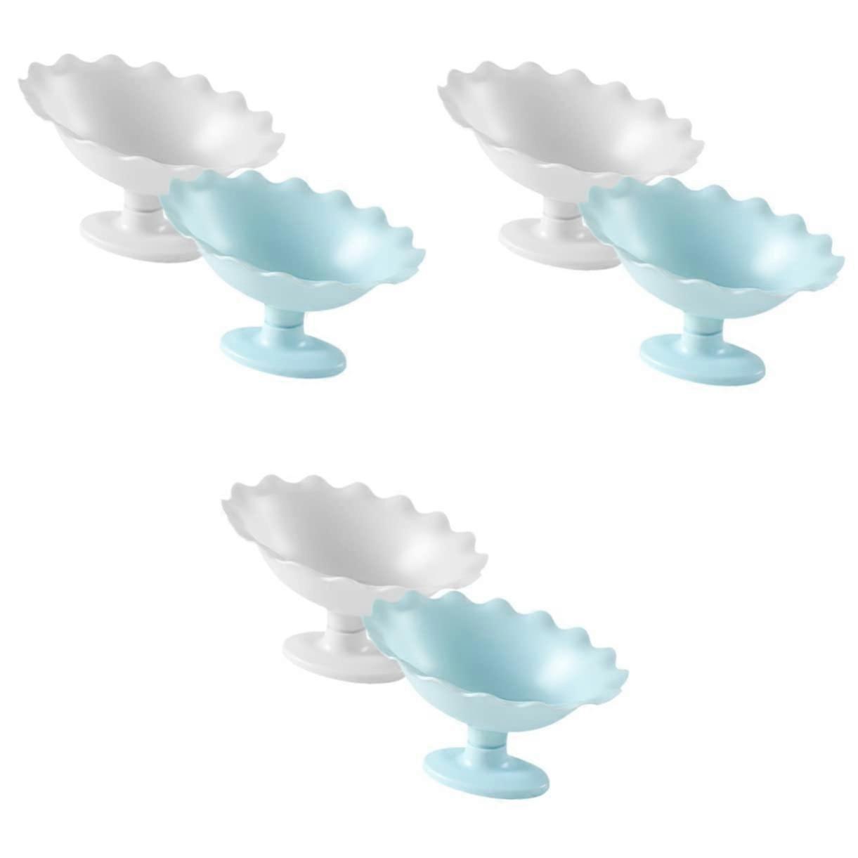 2pcs Round Fruit Serving Tray Coffee Table Set, Footed Dessert Plate, Durable Snack Platter 17x11cm