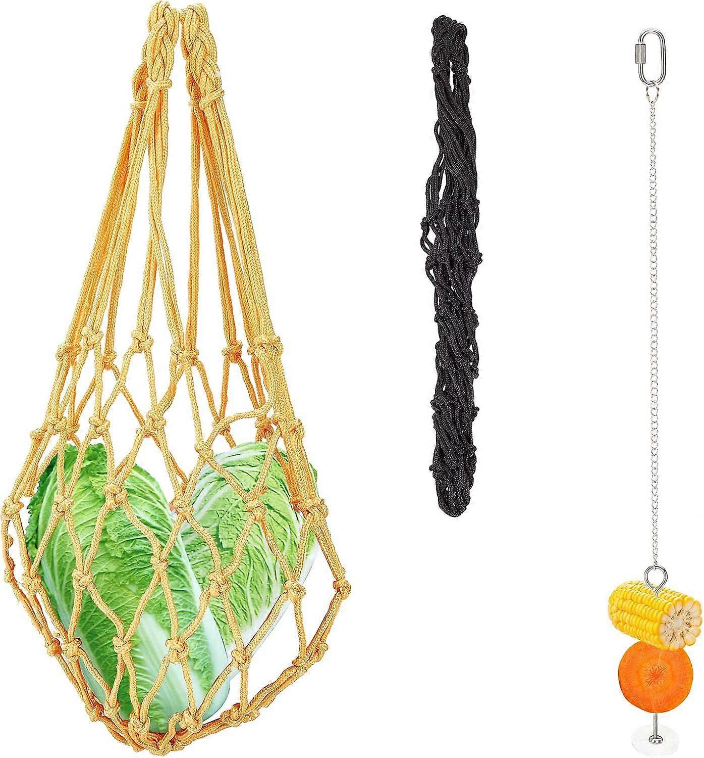 Chicken Vegetable Hanging Feeder Chicken Vegetable String Bag Skewer Fruit Holder Treat Feeding Tool for Chickens Goose Duck Large Birds