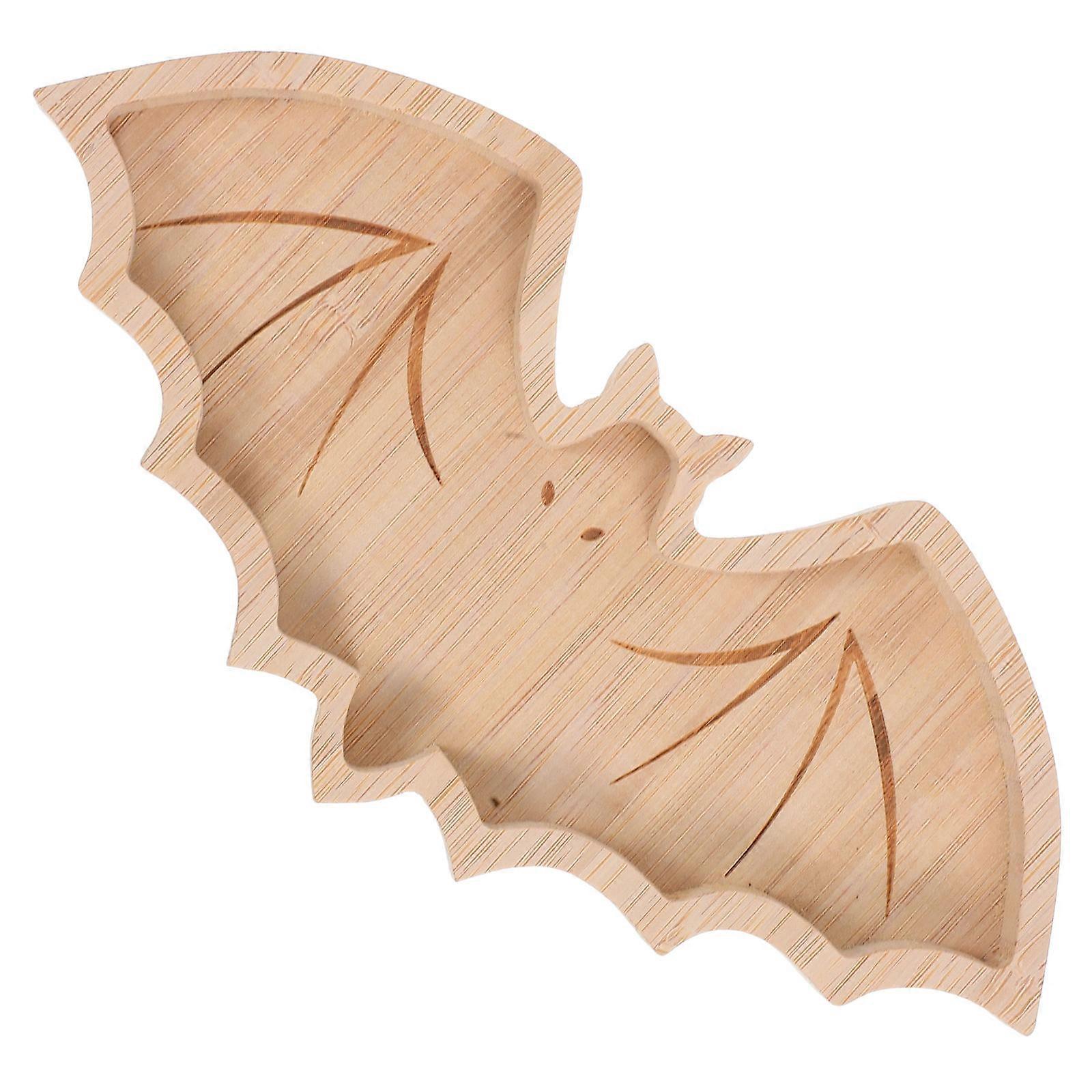 Halloween Wooden Bat Snack Tray for Appetizer Serving